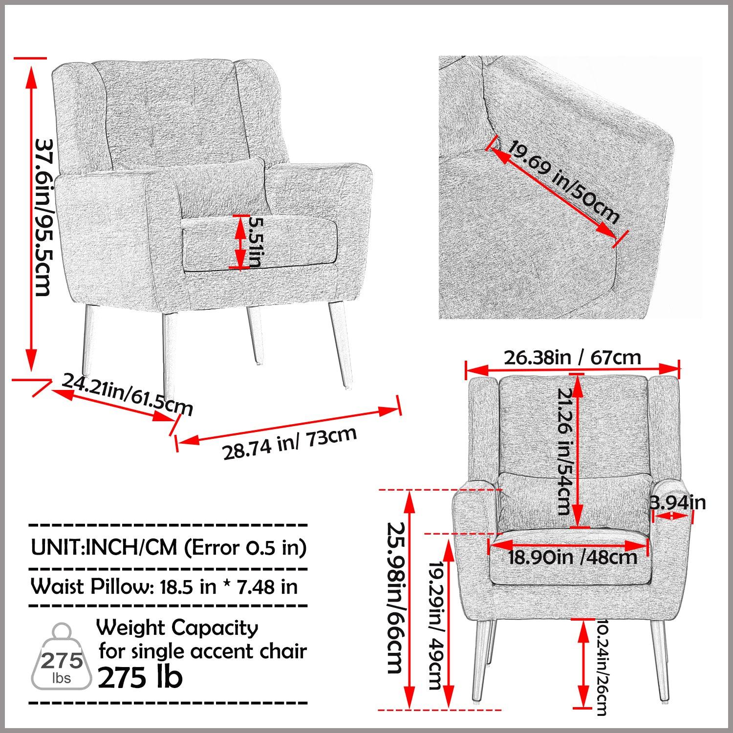 Modern Accent Chair Upholstered Foam Filled Living Room Chairs Comfy Reading Chair Mid Century Modern Chair (Orange) - FurniFindUSA