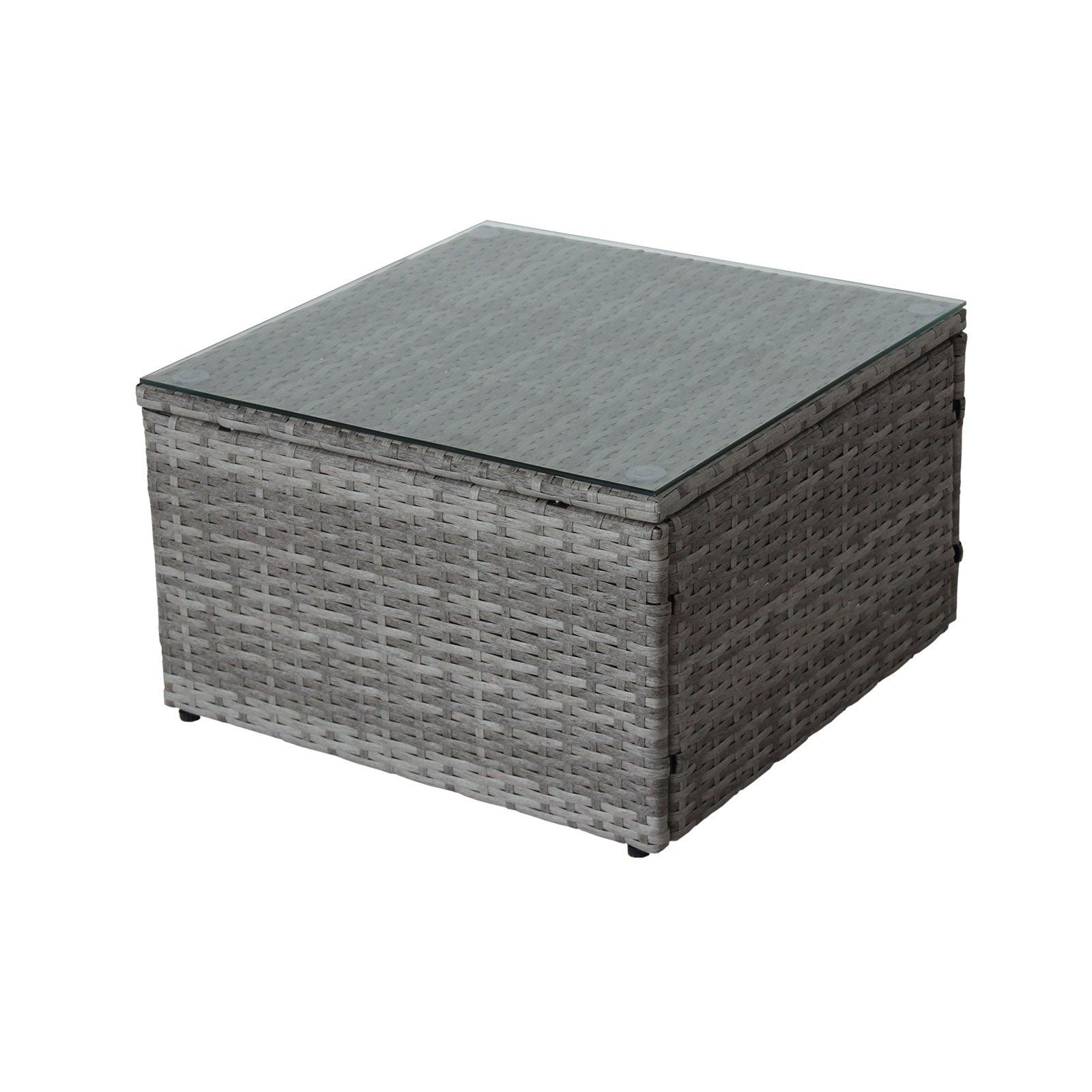 4 Piece Patio Sectional Wicker Rattan Outdoor Furniture Sofa Set with Storage Box Grey - FurniFindUSA