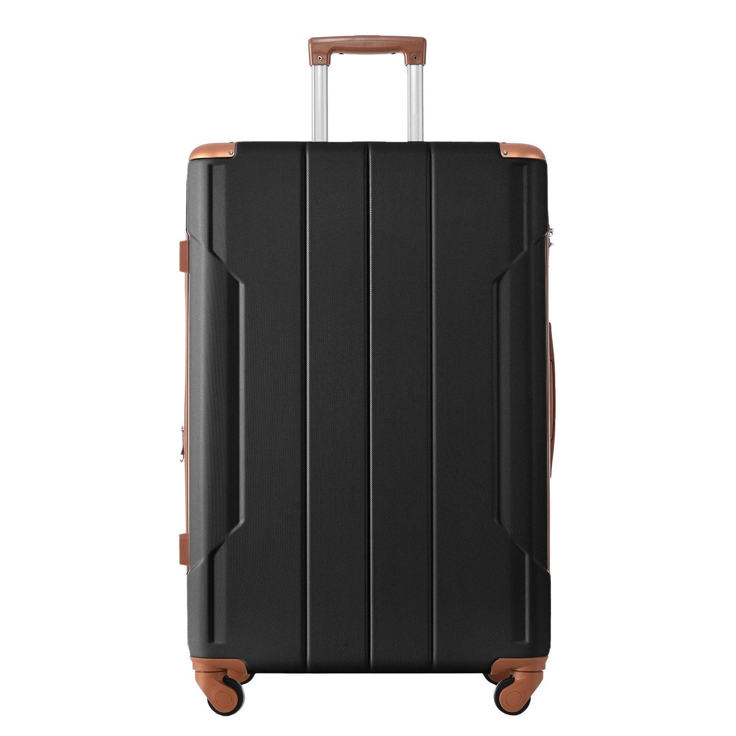 Hardshell Luggage Spinner Suitcase with TSA Lock Lightweight Expandable 24'' (Single Luggage) Black Brown + ABS + 24 Inch - FurniFindUSA