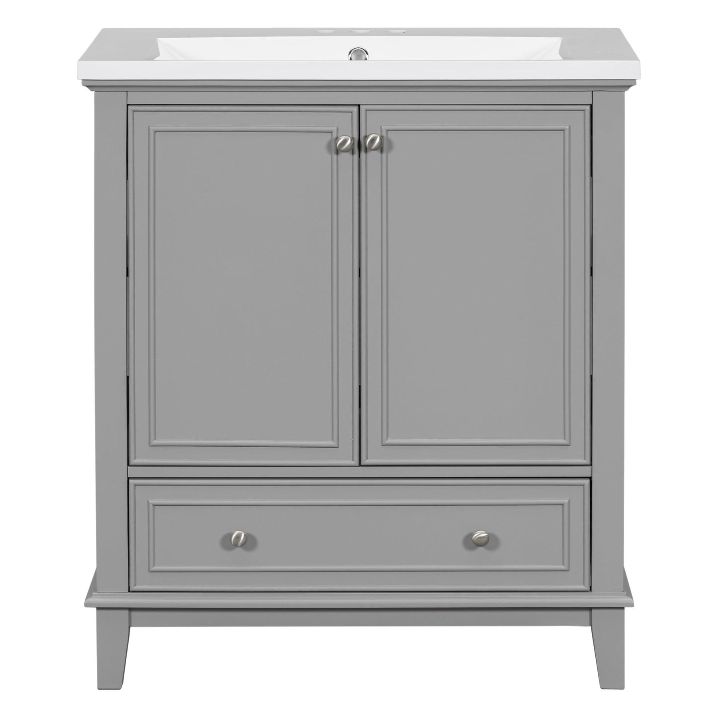 30inchgrey Bathroom Vanity with Sink ComboMulti-functional Bathroom Cabinet with Doors and Drawer Solid Frame and MDF Board - FurniFindUSA