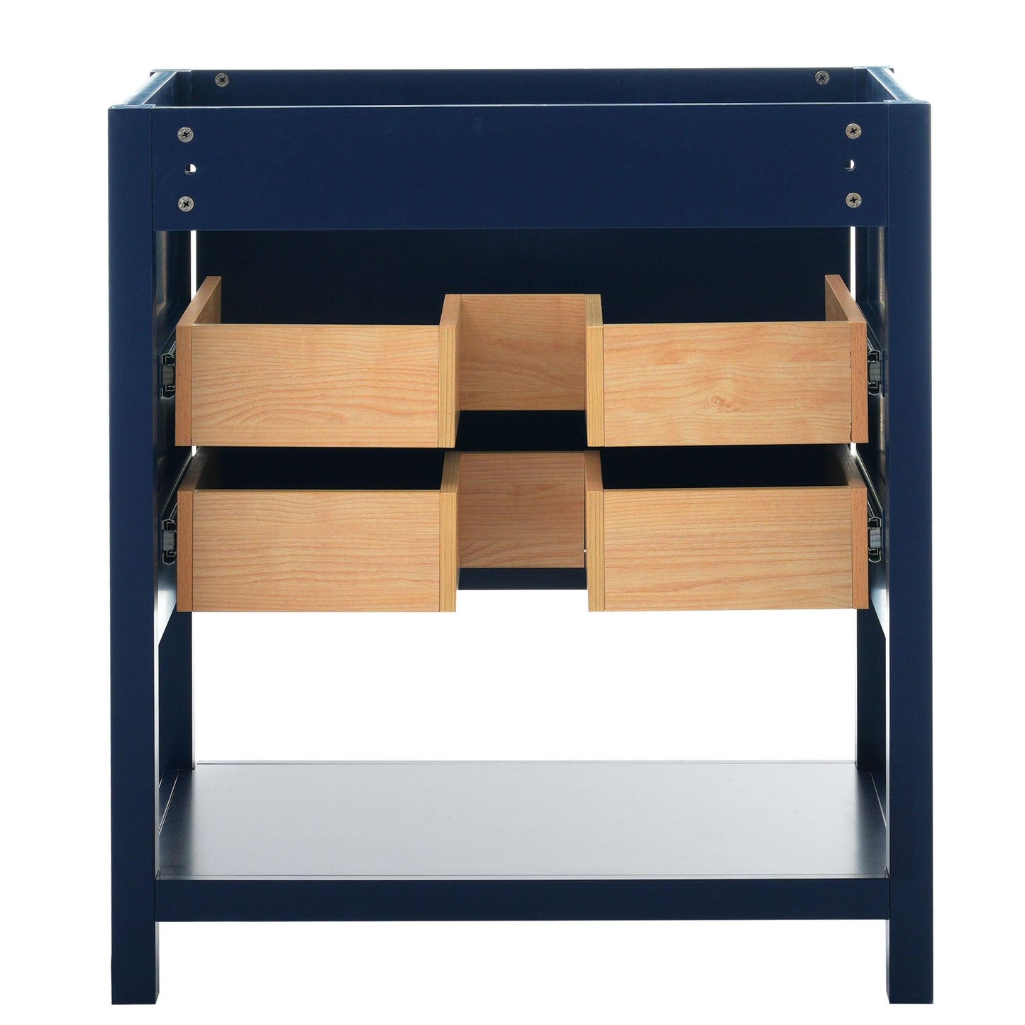 [Viedo]Modern 30inch Navy Blue/White Bathroom Vanity Cabinet Combo with Open Storge, Two Drawers - FurniFindUSA