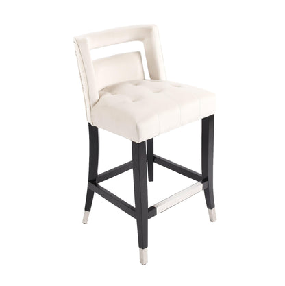 Suede Velvet Barstool with nailheads Dining Room Chair 2 pcs Set - 26 inch Seater height - FurniFindUSA