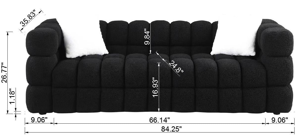 84.3 length ,35.83" deepth ,human body structure for USA people, marshmallow sofa,boucle sofa ,3 seater