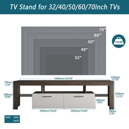 20 minutes quick assembly brown simple modern TV stand with the toughened glass shelf Floor cabinet Floor TV wall cabinet - FurniFindUSA