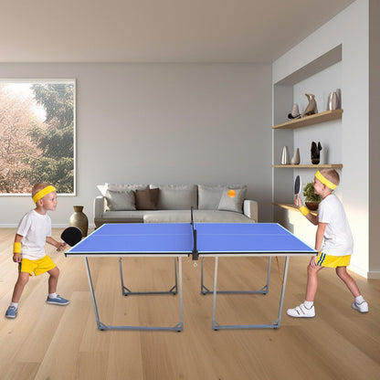 6ft Mid-Size Table Tennis Table Foldable & Portable Ping Pong Table Set for Indoor & Outdoor Games with Net - FurniFindUSA