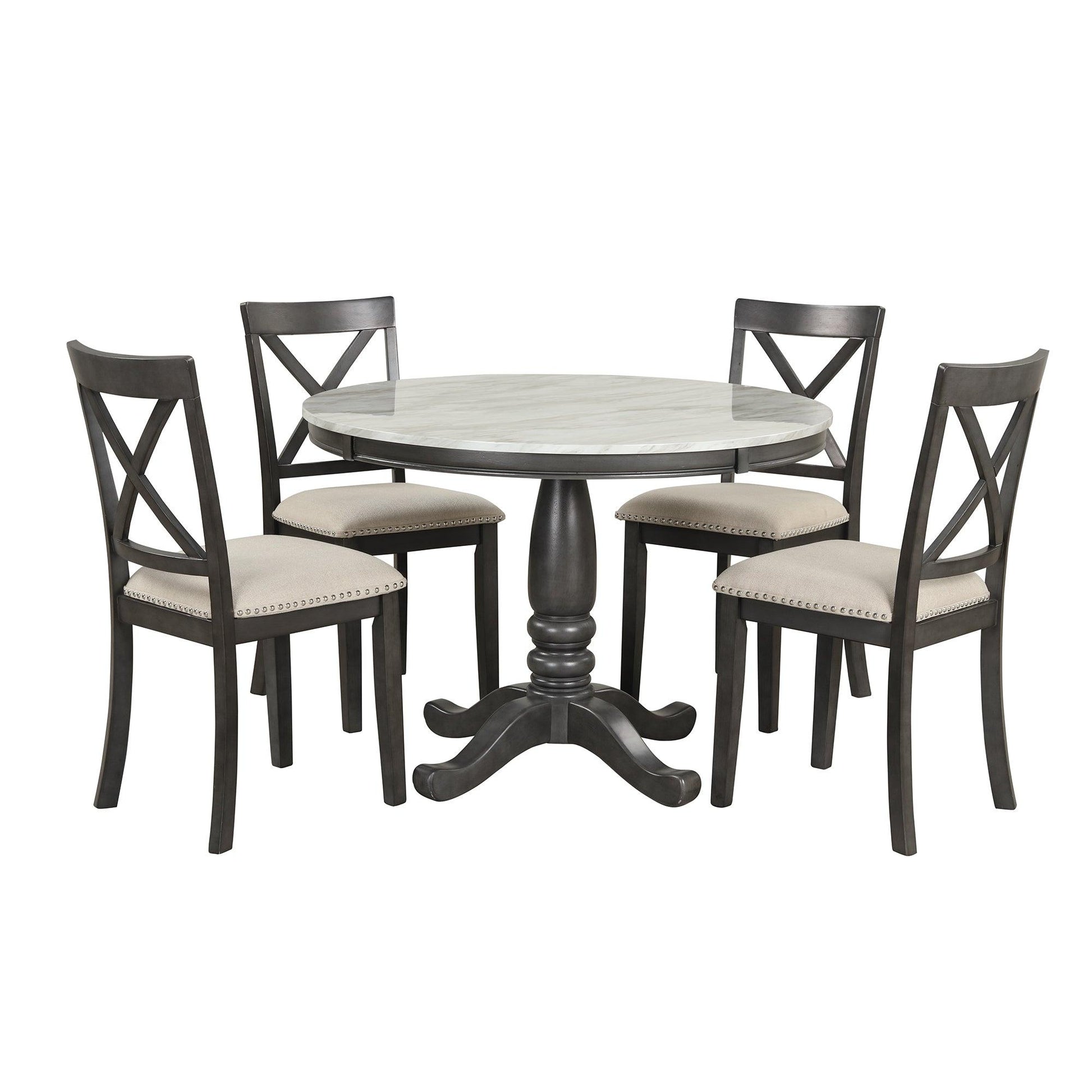 Orisfur 5 Pieces Dining Table and Chairs Set for 4 Persons Kitchen Room Solid Wood Table with 4 Chairs - FurniFindUSA