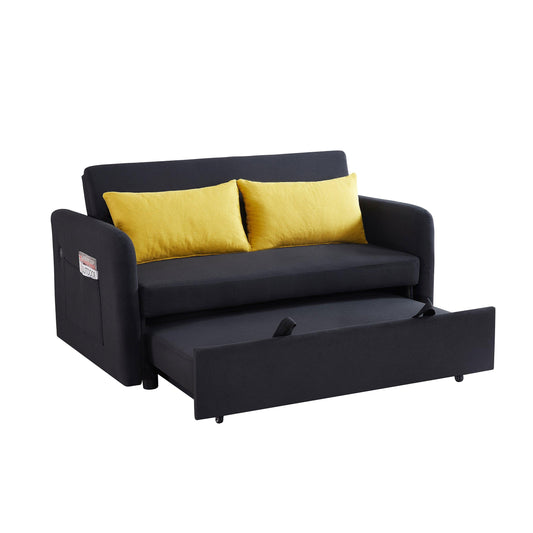 Twins Sofa Bed Black Fabric - FurniFindUSA