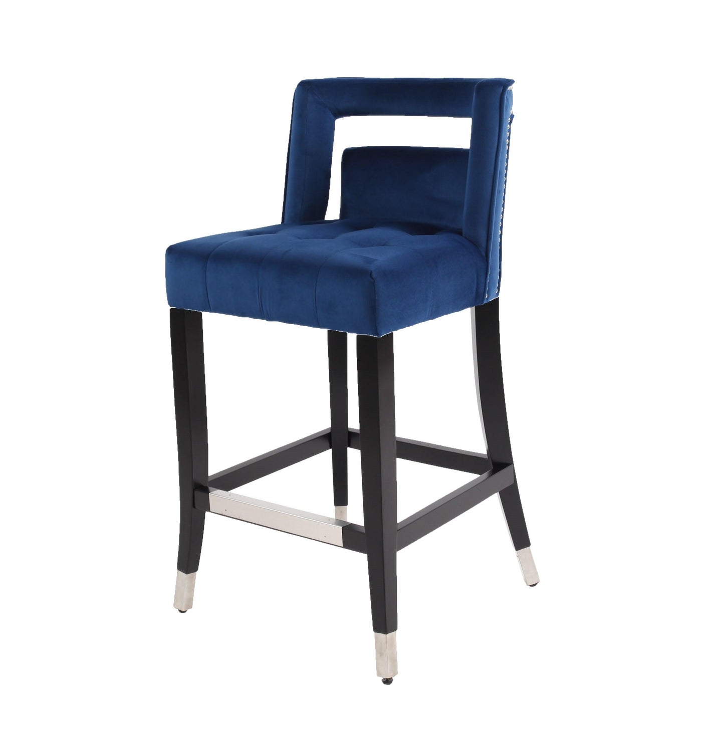 Suede Velvet Barstool with nailheads Living Room Chair 2 pcs Set - 26 inch Seater height - FurniFindUSA