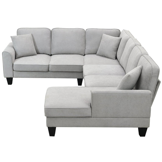 108*85.5" Modern U Shape Sectional Sofa 7 Seat Fabric Sectional Sofa Set - FurniFindUSA