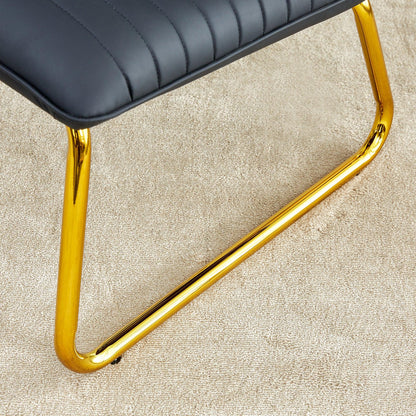 Black minimalist armless sofa chair with PU backrest and golden metal legs suitable for offices restaurants - FurniFindUSA