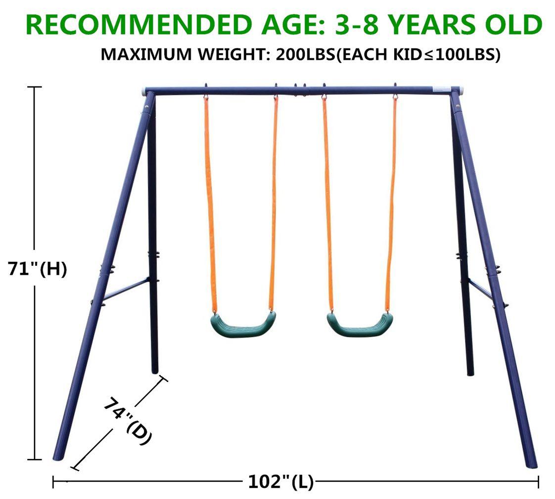 Two Station Swing Set for Children - FurniFindUSA