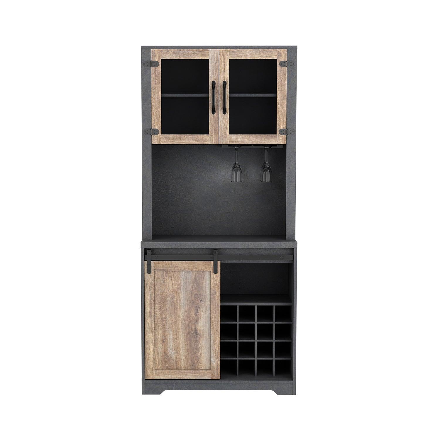 31 Inch Farmhouse Barn Door Bar Cabinet For Living Room Dining Room - FurniFindUSA