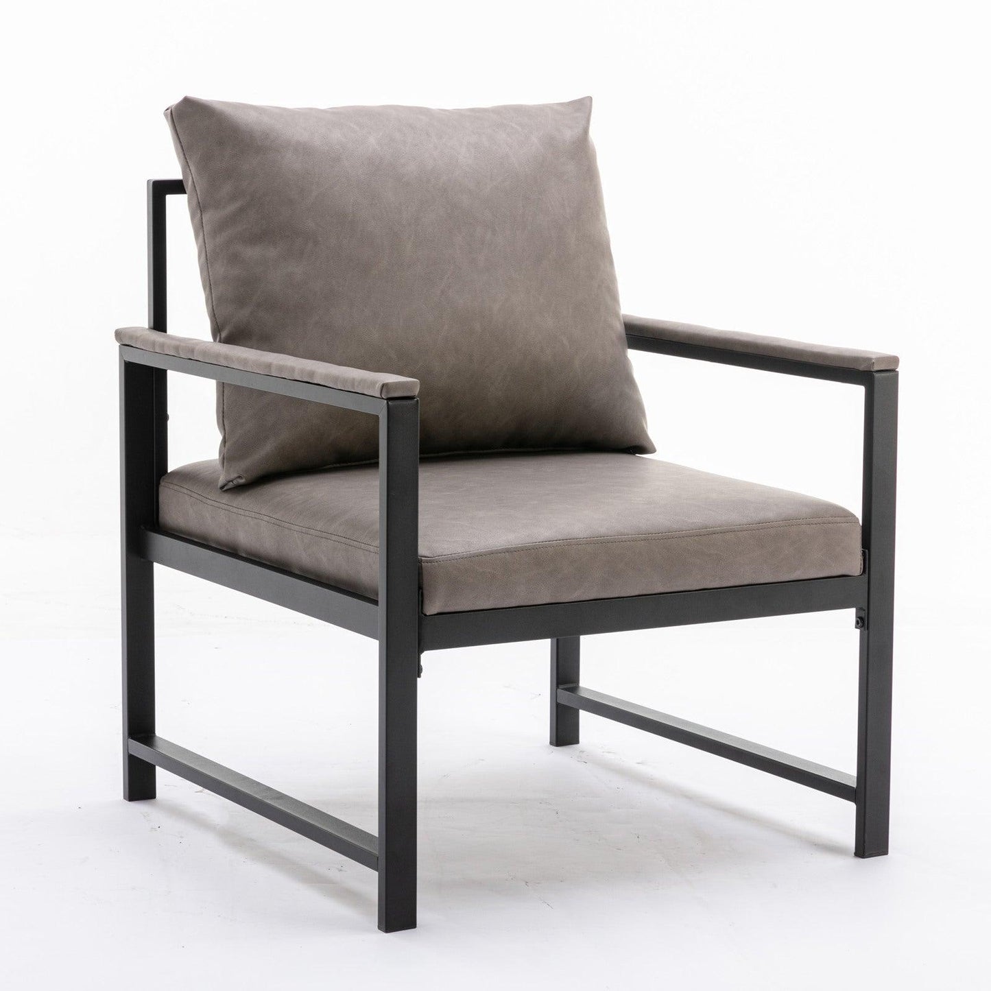 A&A Furniture Modern Faux Leather Accent Chair with Black Powder Coated Metal Frame Gray - FurniFindUSA