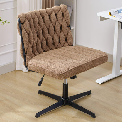 Armless Office Desk Chair No Wheels BROWN - FurniFindUSA