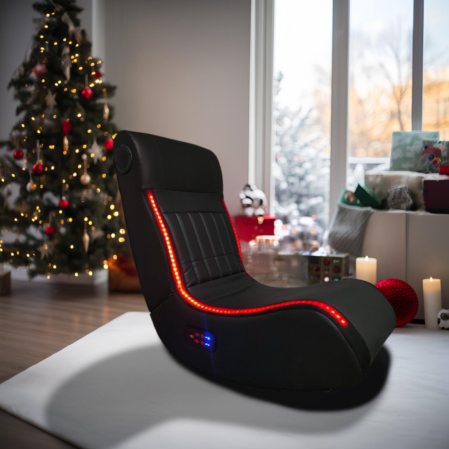 Foldable Gaming Chair With Onboard Speakers LED Strip Lighting - FurniFindUSA