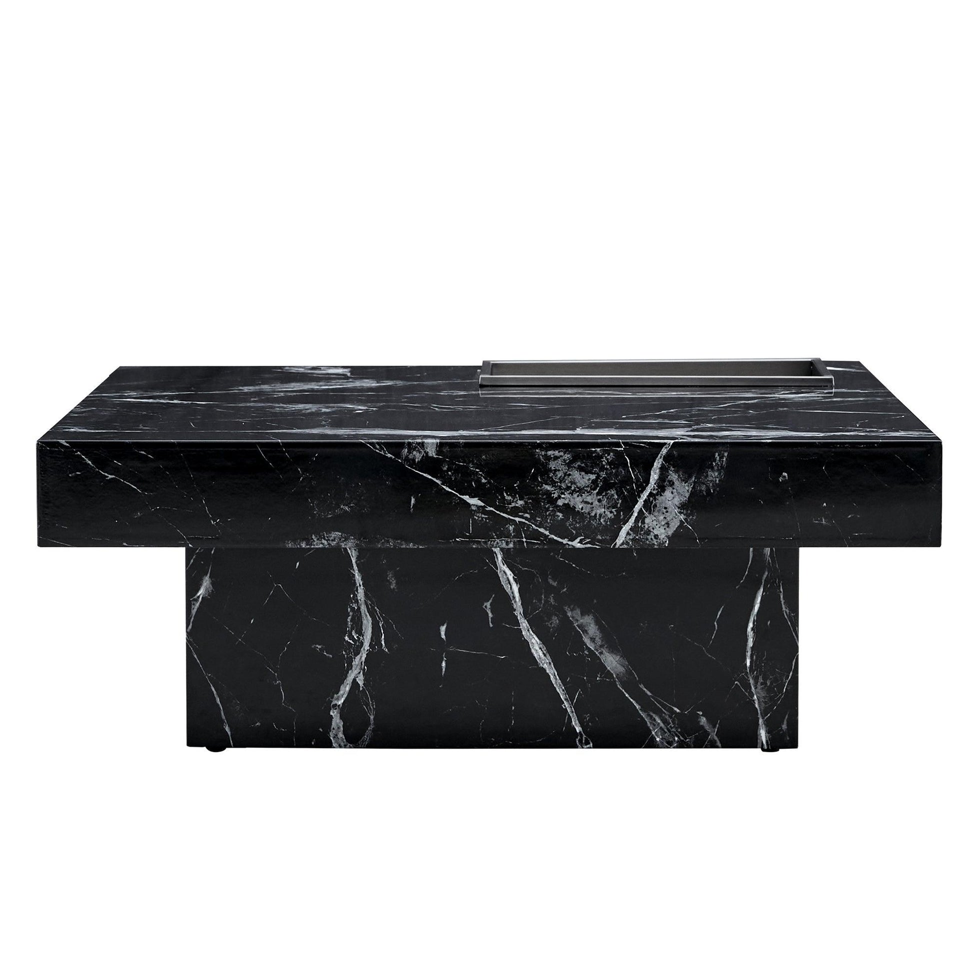 A modern and practical coffee table made of MDF material with black patterns - FurniFindUSA