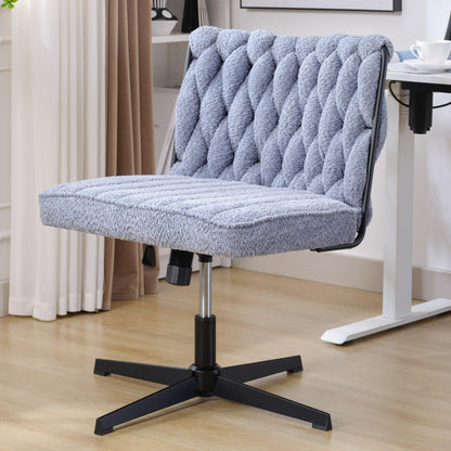 Armless Office Desk Chair No Wheels BLUE - FurniFindUSA