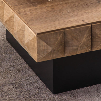 41.73"Three-dimensional Embossed Pattern Square Retro Coffee Table with 2 Drawers and MDF Base - FurniFindUSA