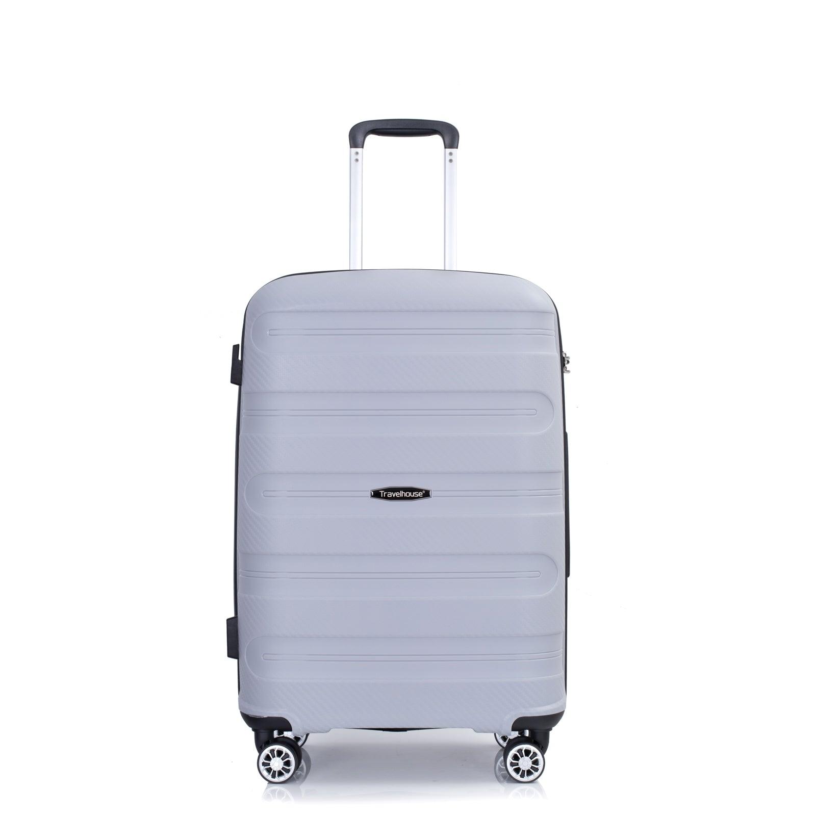 Hardshell Suitcase Spinner Wheels PP Luggage Sets Lightweight Durable Suitcase with TSA Lock,3-Piece Set (20/24/28) ,Silver - FurniFindUSA