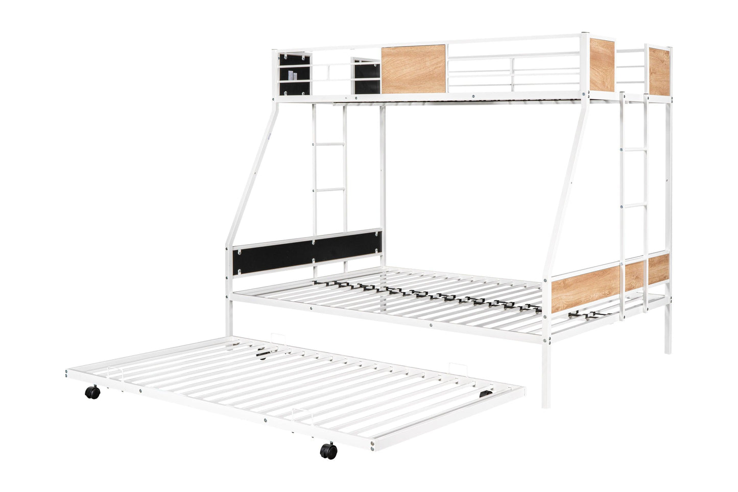 Metal Twin over Full Bunk Bed with Trundle - FurniFindUSA