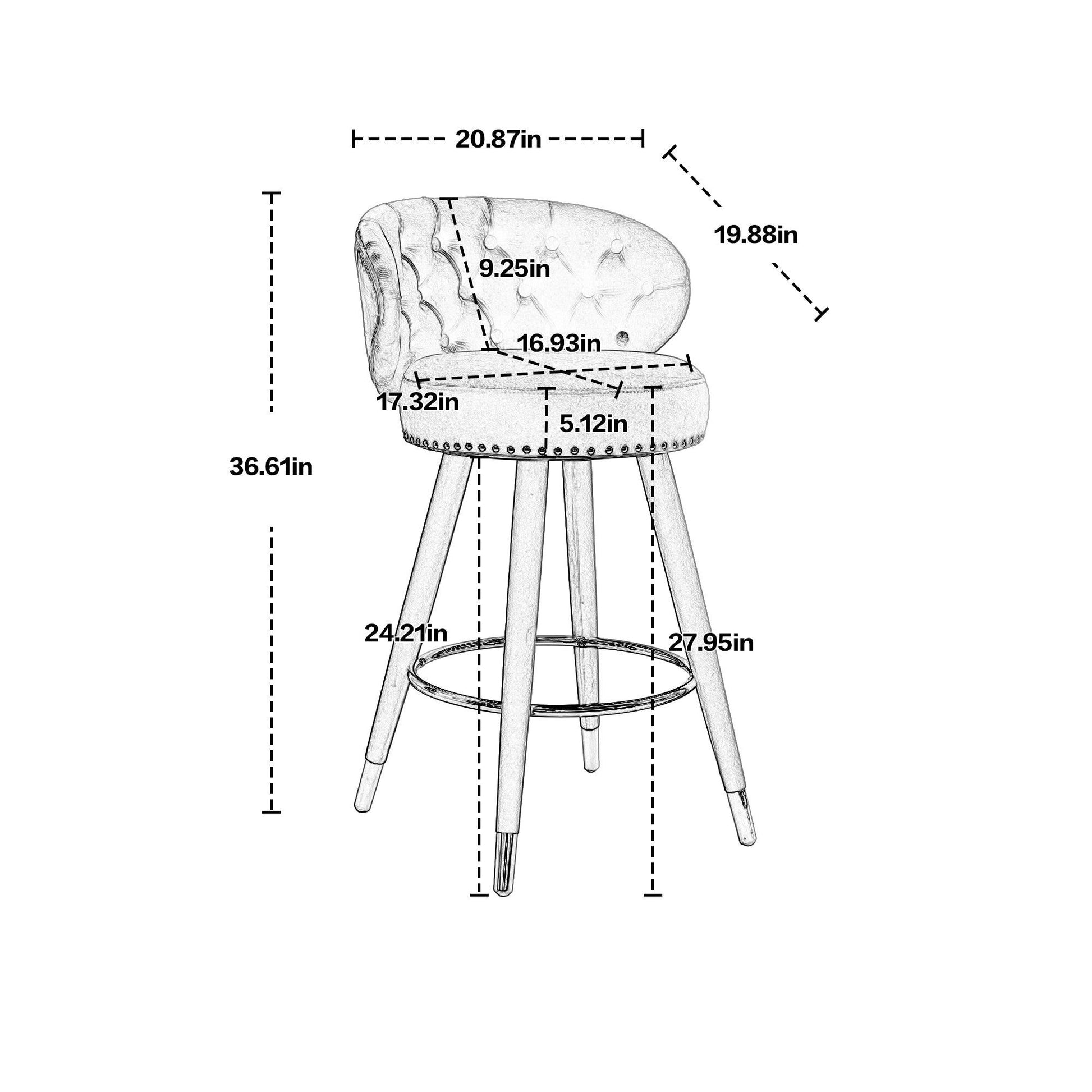 COOLMORE Counter Height Bar Stools Set of 2 for Kitchen Counter Solid Wood Legs with a fixed height of 360 degrees Claret Red - FurniFindUSA