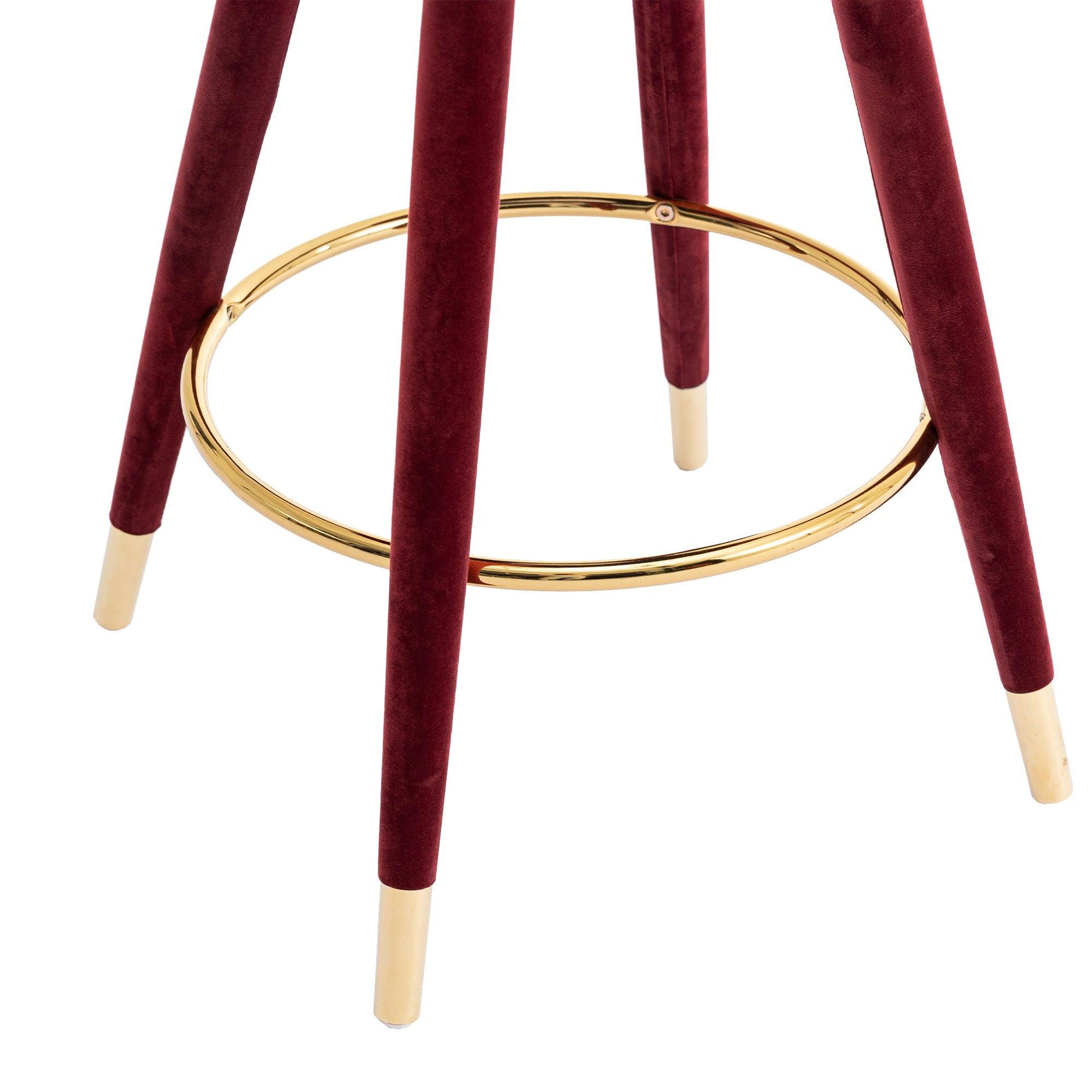 COOLMORE Counter Height Bar Stools Set of 2 for Kitchen Counter Solid Wood Legs with a fixed height of 360 degrees Claret Red - FurniFindUSA