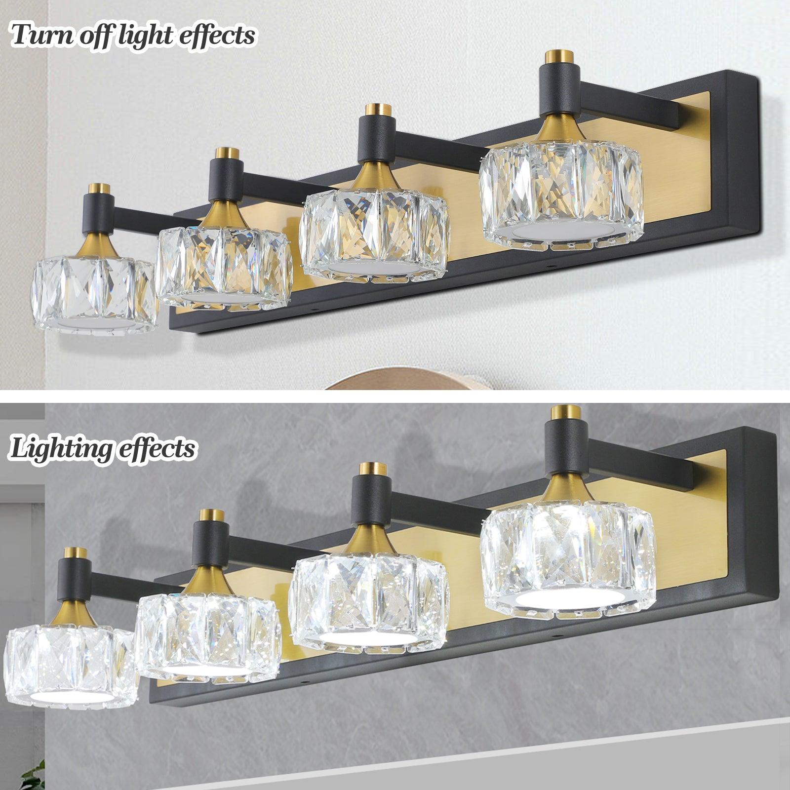 LED 4-Light Modern Crystal Bathroom Vanity Light Over Mirror Bath Wall Lighting Fixtures - FurniFindUSA