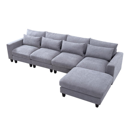 124.4” Modular L-Shaped Sectional Sofa with Ottoman