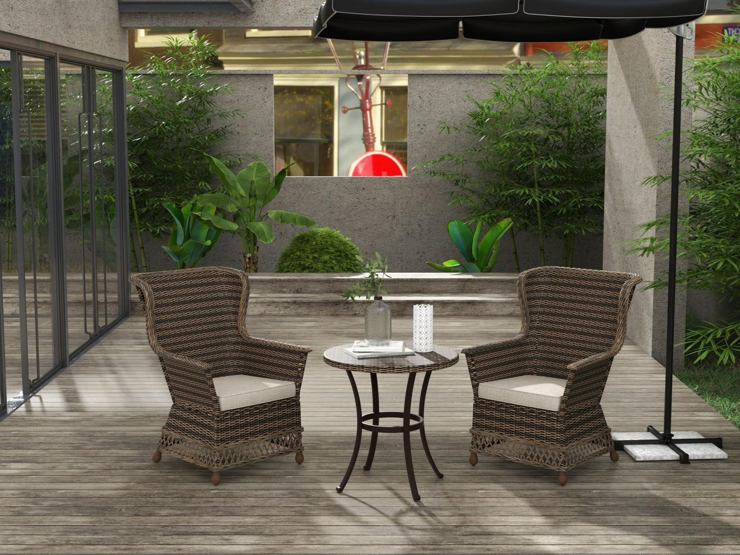 3 Pieces Outdoor Patio Wicker Furniture Set - FurniFindUSA