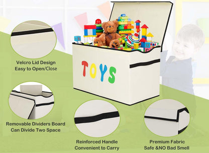 Large Toy Box Chest with Lid, Collapsible Sturdy Toy Storage Organizer Boxes Bins Baskets for Kids, Boys, Girls - FurniFindUSA