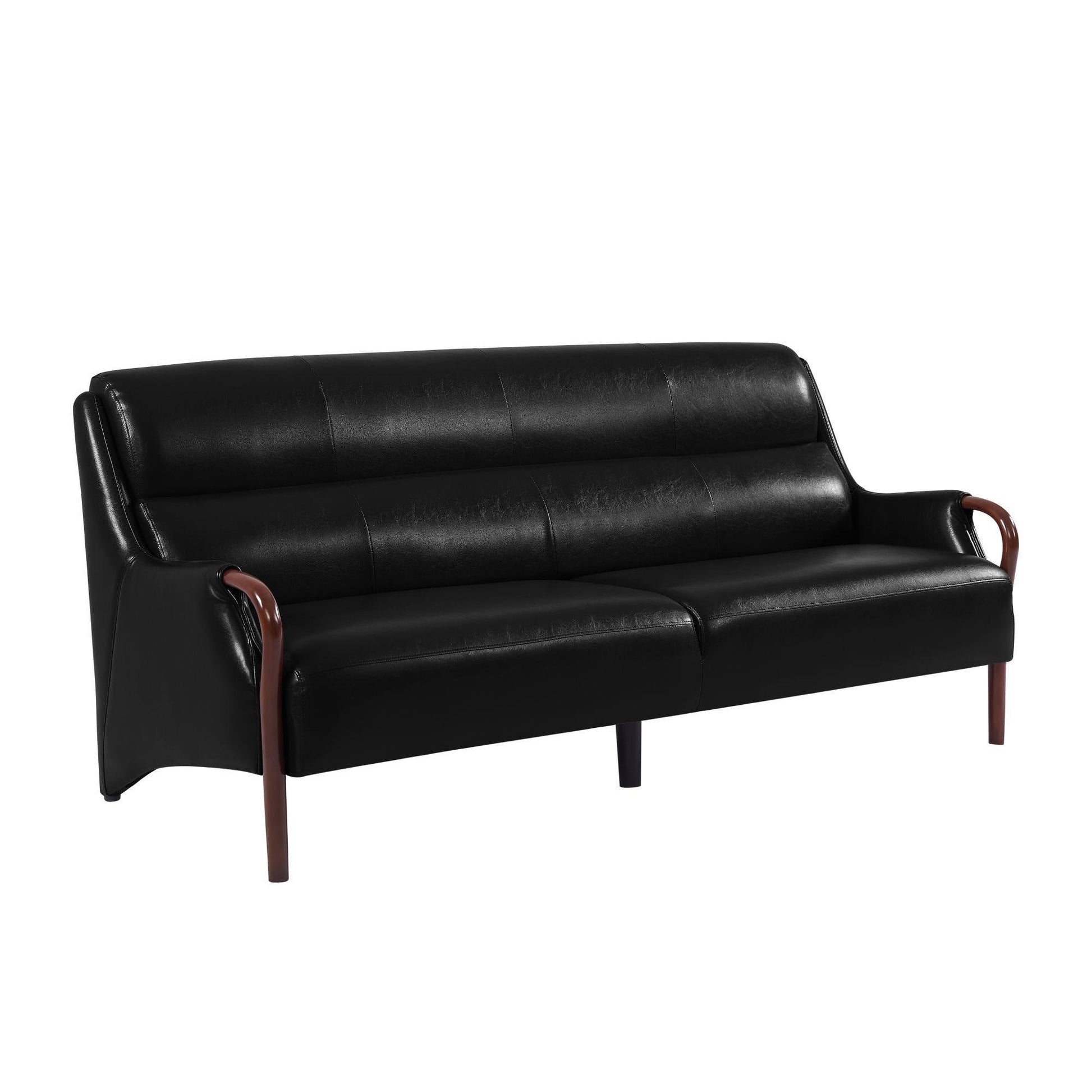 Modern-Central Sofa PU Leather Wooden Legs Bench for Living Room - FurniFindUSA