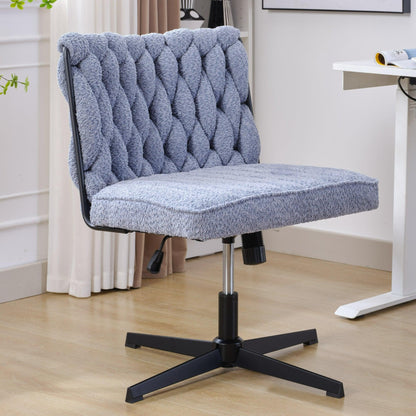 Armless Office Desk Chair No Wheels BLUE - FurniFindUSA