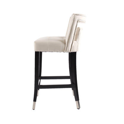 Suede Velvet Barstool with nailheads Dining Room Chair 2 pcs Set - 26 inch Seater height - FurniFindUSA