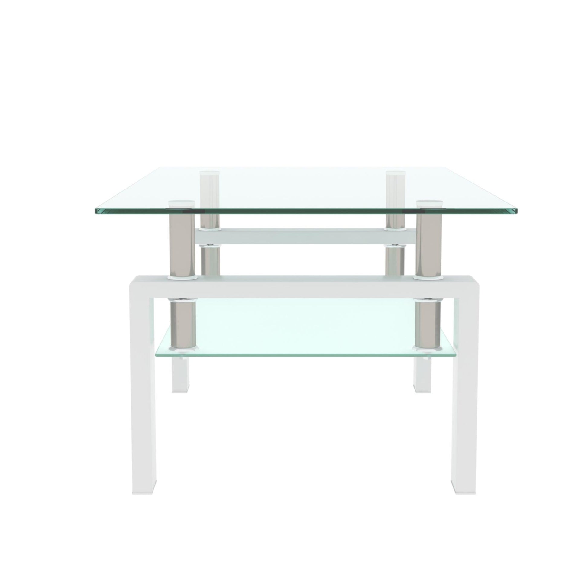 White Coffee Table Clear Coffee Table Modern Side Center Tables for Living Room Living Room Furniture - FurniFindUSA