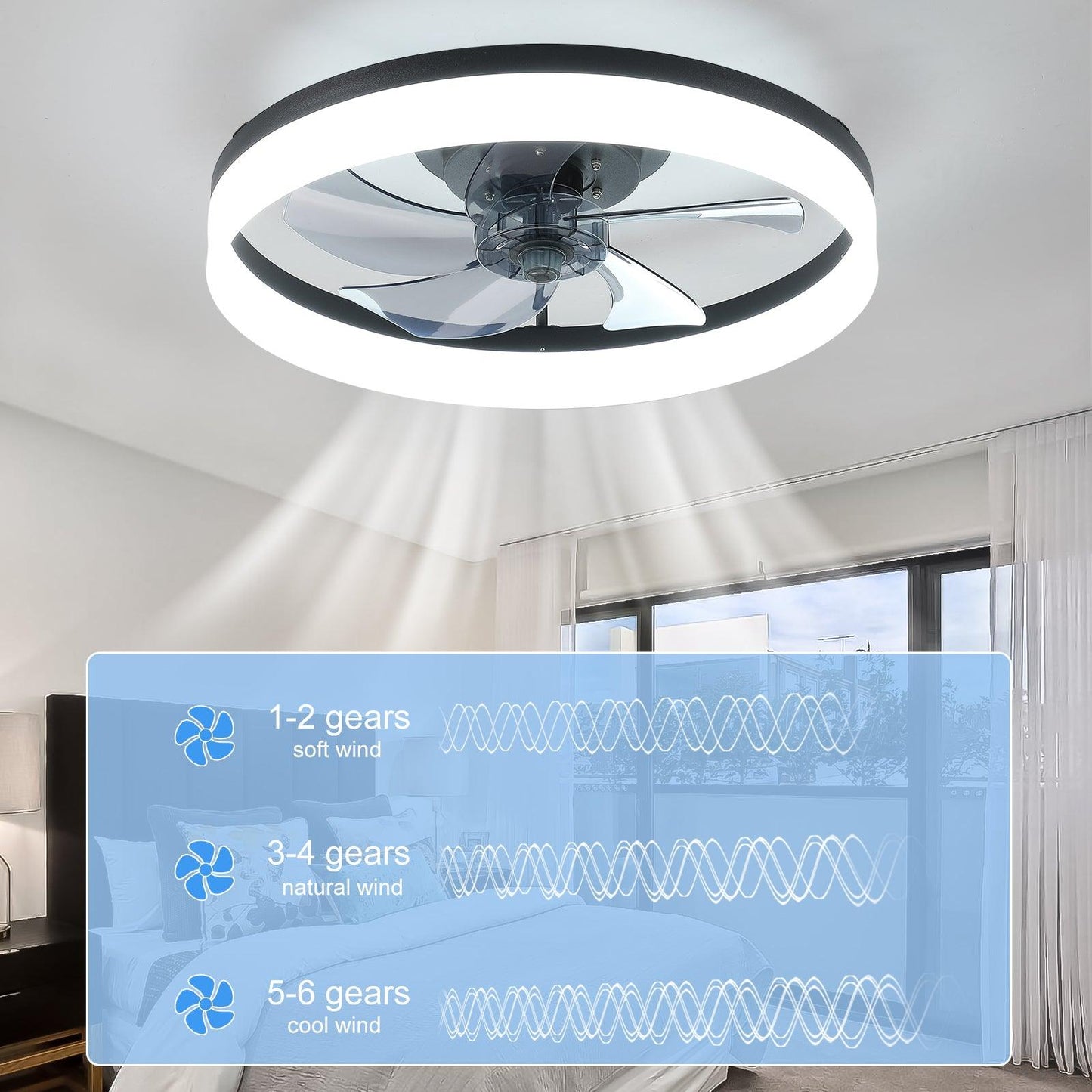 Ceiling Fan with Lights Dimmable LED - FurniFindUSA