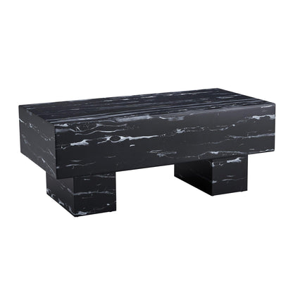 The black coffee table has patterns Modern rectangular table suitable for living rooms and apartments 43.3"*21.6"*17.2" - FurniFindUSA