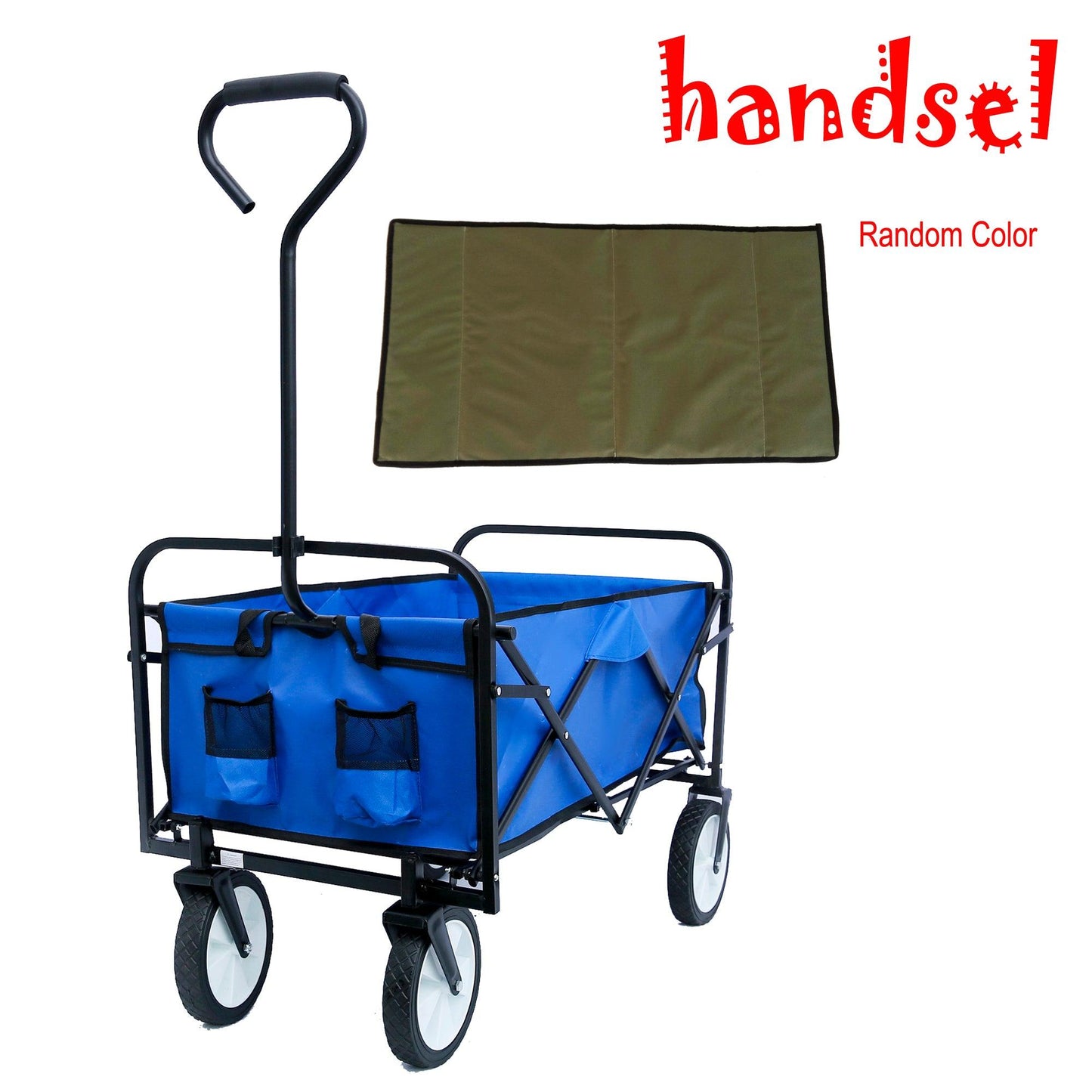 Folding Wagon Garden Shopping Beach Cart (Blue) - FurniFindUSA