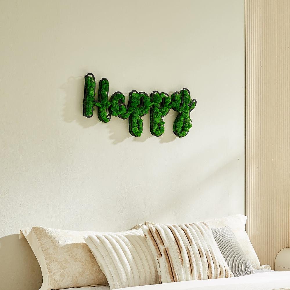 HAPPY Letter Art Moss Wall Decor - FurniFindUSA