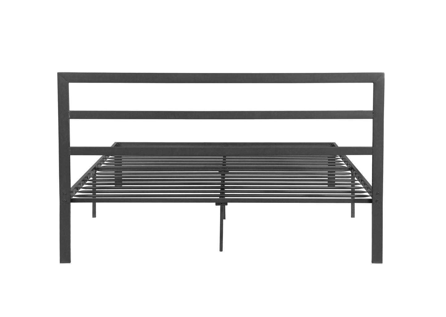 Queen Size Metal Bed Frame with Headboard Charcoal Grey - FurniFindUSA