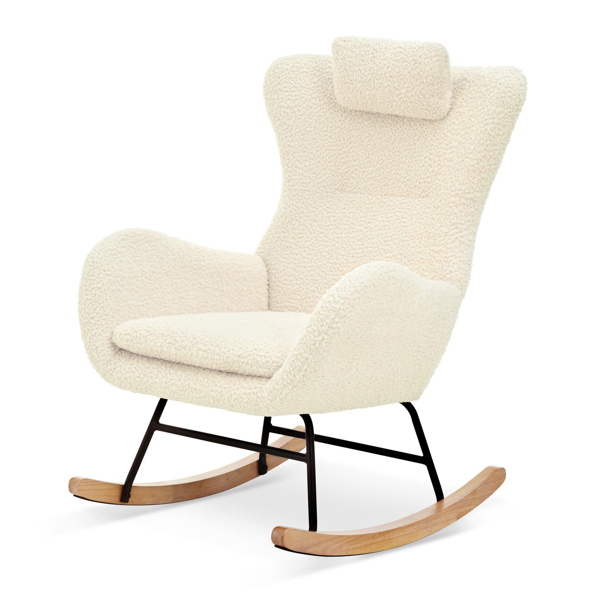 Rocking Chair - with rubber leg and cashmere fabric suitable for living room and bedroom - FurniFindUSA