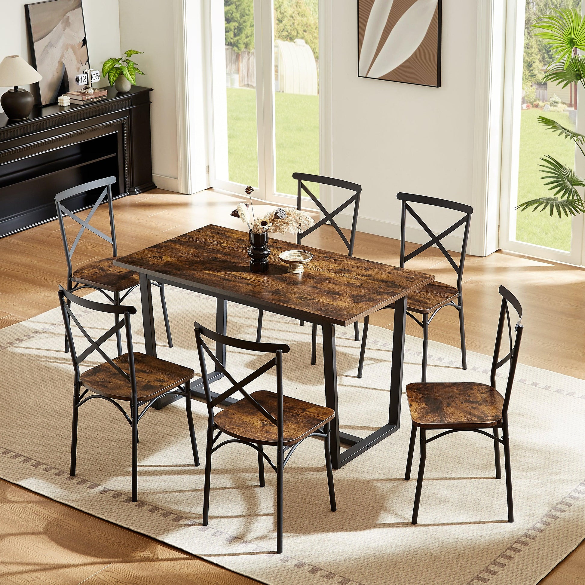 7 Pieces Dining Set 7-Piece Kitchen Table Set Perfect for Kitchen Breakfast Nook Living Room Occasions - FurniFindUSA