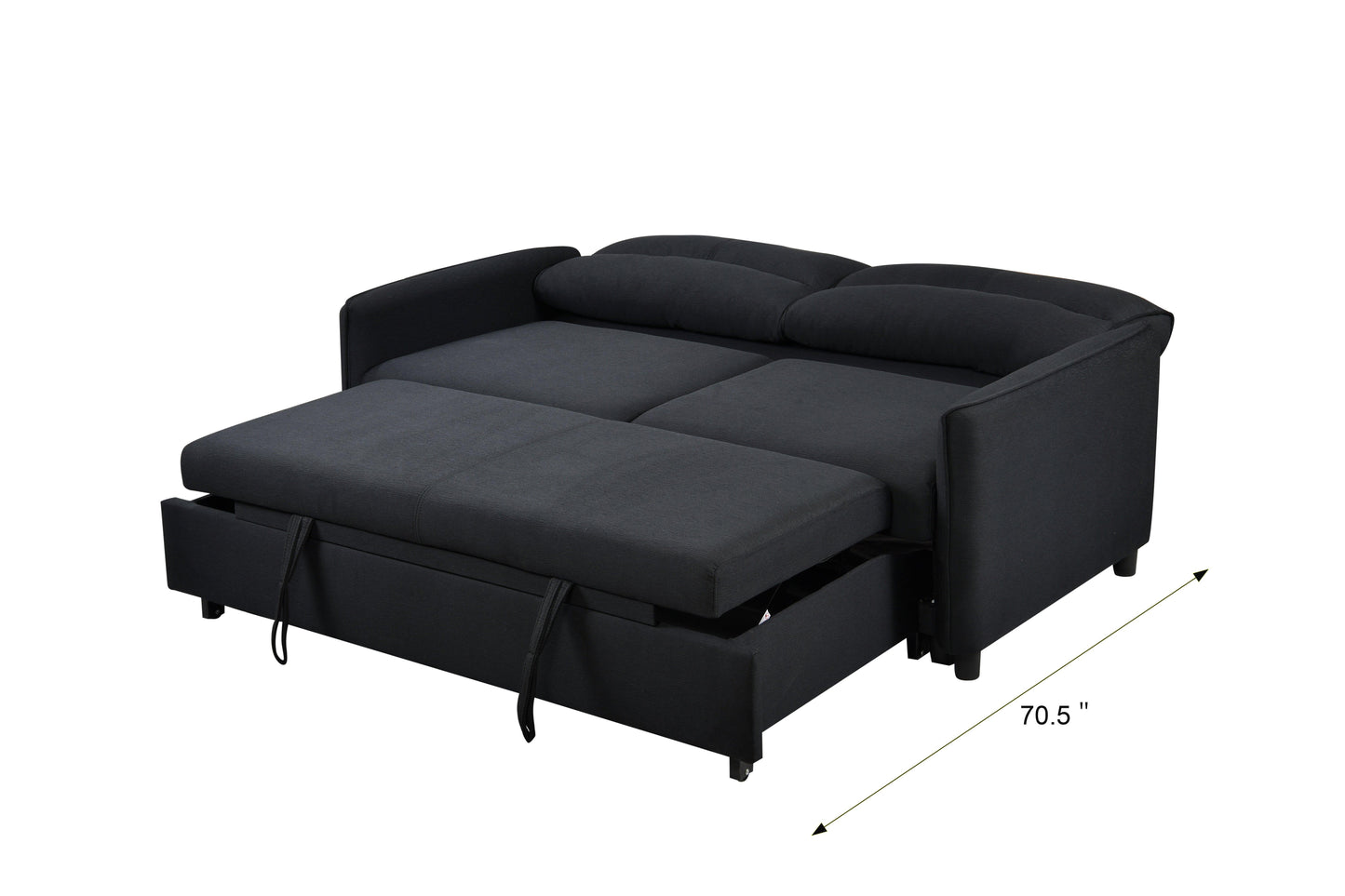 3 in 1 Convertible Sleeper Sofa Bed Modern Fabric Loveseat Futon Sofa Couch w/Pullout Bed Black - FurniFindUSA