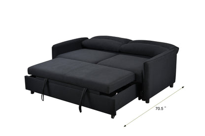 3 in 1 Convertible Sleeper Sofa Bed Modern Fabric Loveseat Futon Sofa Couch w/Pullout Bed Black - FurniFindUSA