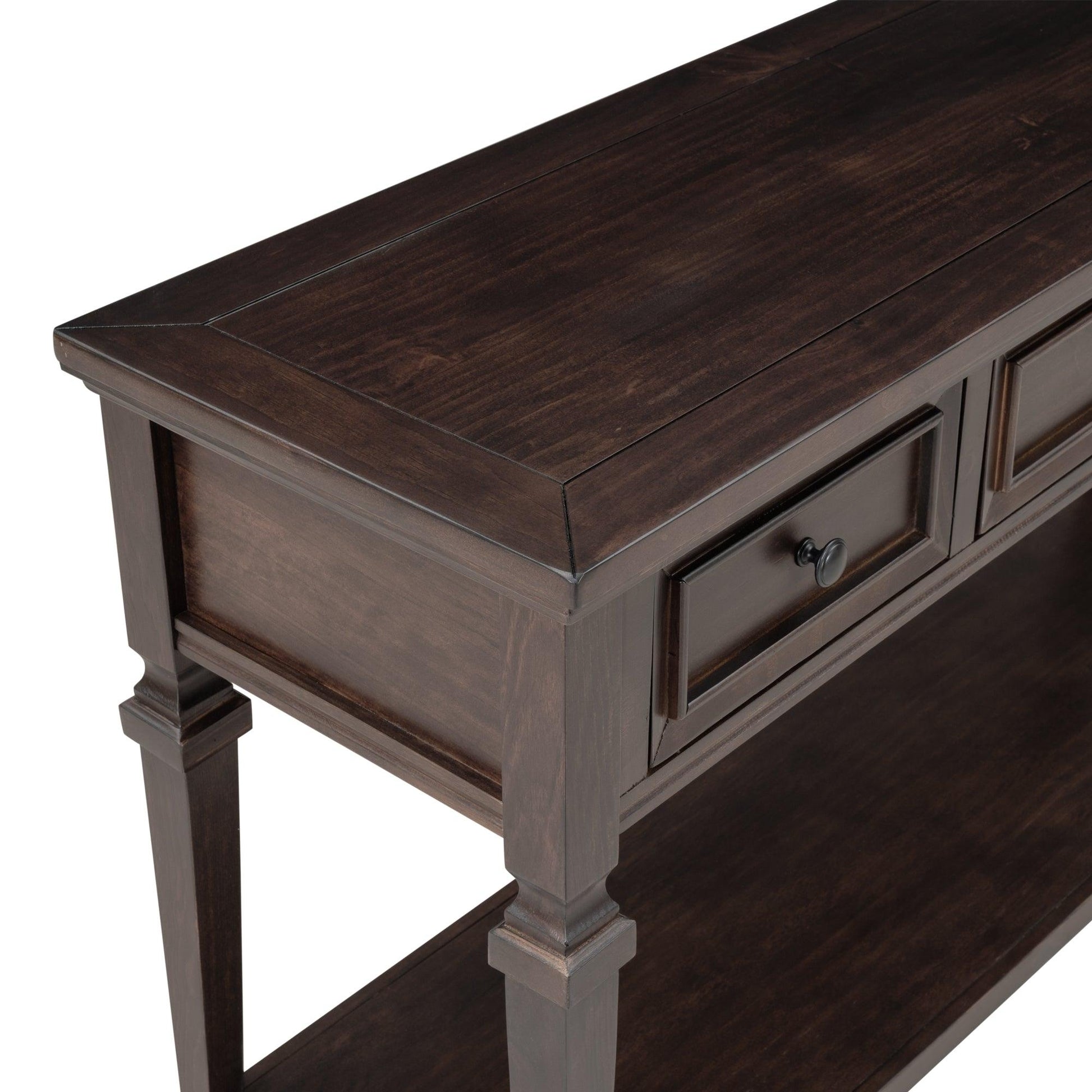 TREXM Classic Retro Style Console Table with Three Top Drawers and Open Style Bottom Shelf (Espresso) - FurniFindUSA