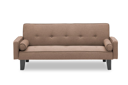 2059 sofa convertible into sofa bed includes two pillows 72" brown cotton linen sofa bed suitable for family living room - FurniFindUSA