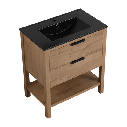 30 Inch Bathroom Vanity Plywood With 2 Drawers - FurniFindUSA