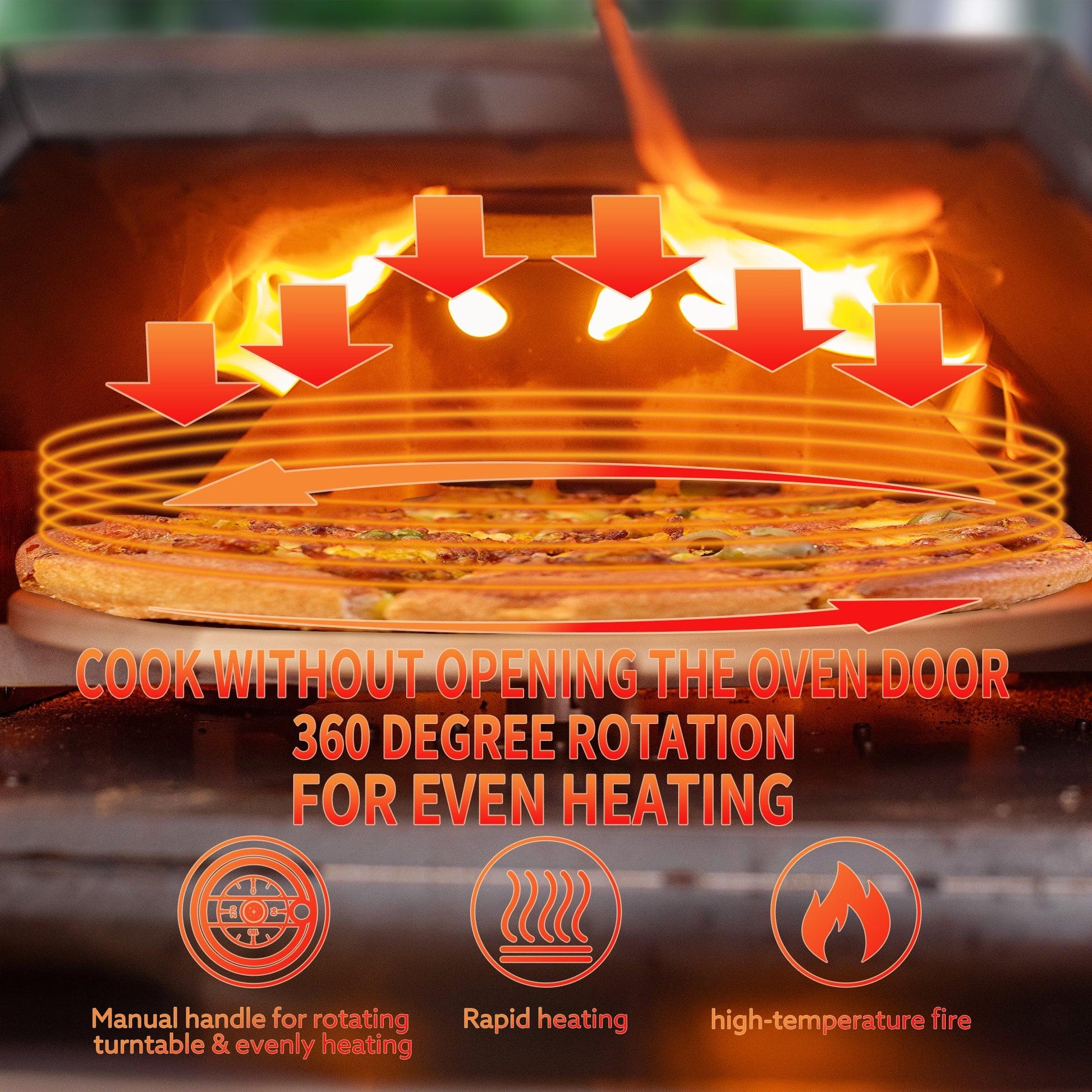 Semi-Automatic Silver 12 Outdoor Pizza Oven Portable Wood Fired Pizza Oven - FurniFindUSA