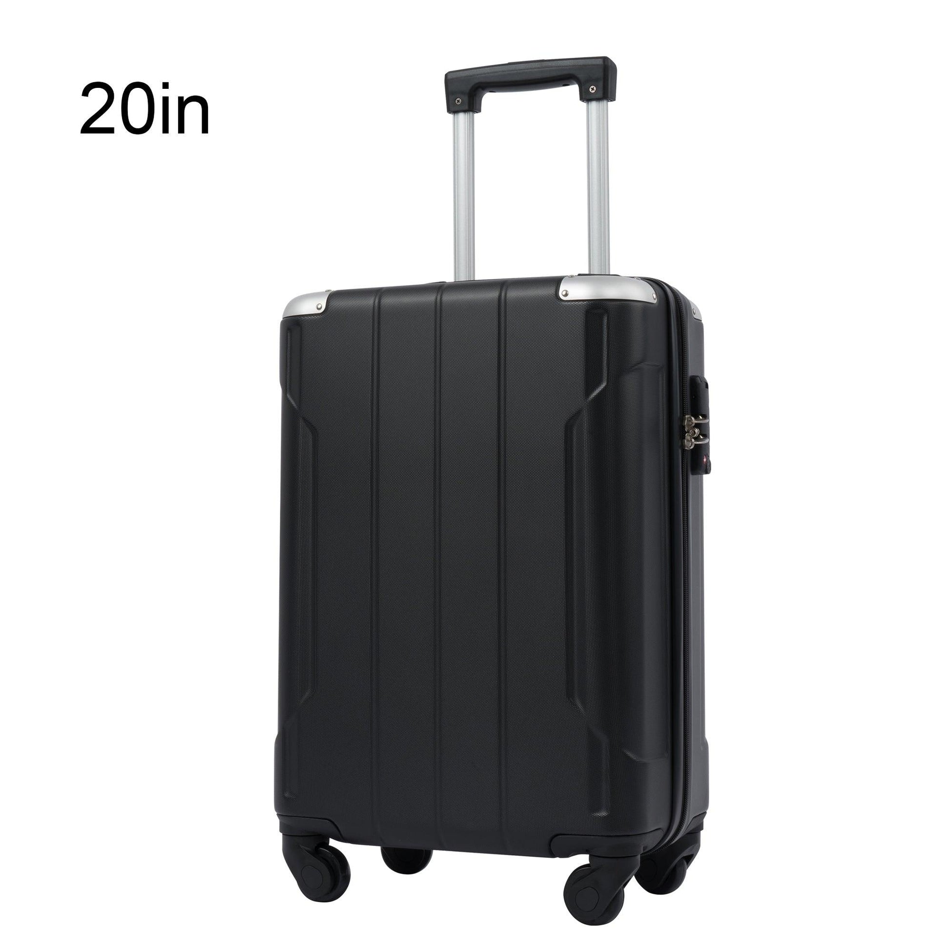 Hardshell Luggage Spinner Suitcase with TSA Lock Lightweight 20'' (Single Luggage) Black + ABS + 20 Inch Carry On - FurniFindUSA