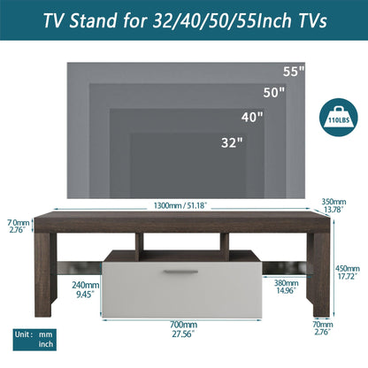 20 minutes quick assembly brown simple modern TV stand cabinet Brown + whiteTV bracket - FurniFindUSA