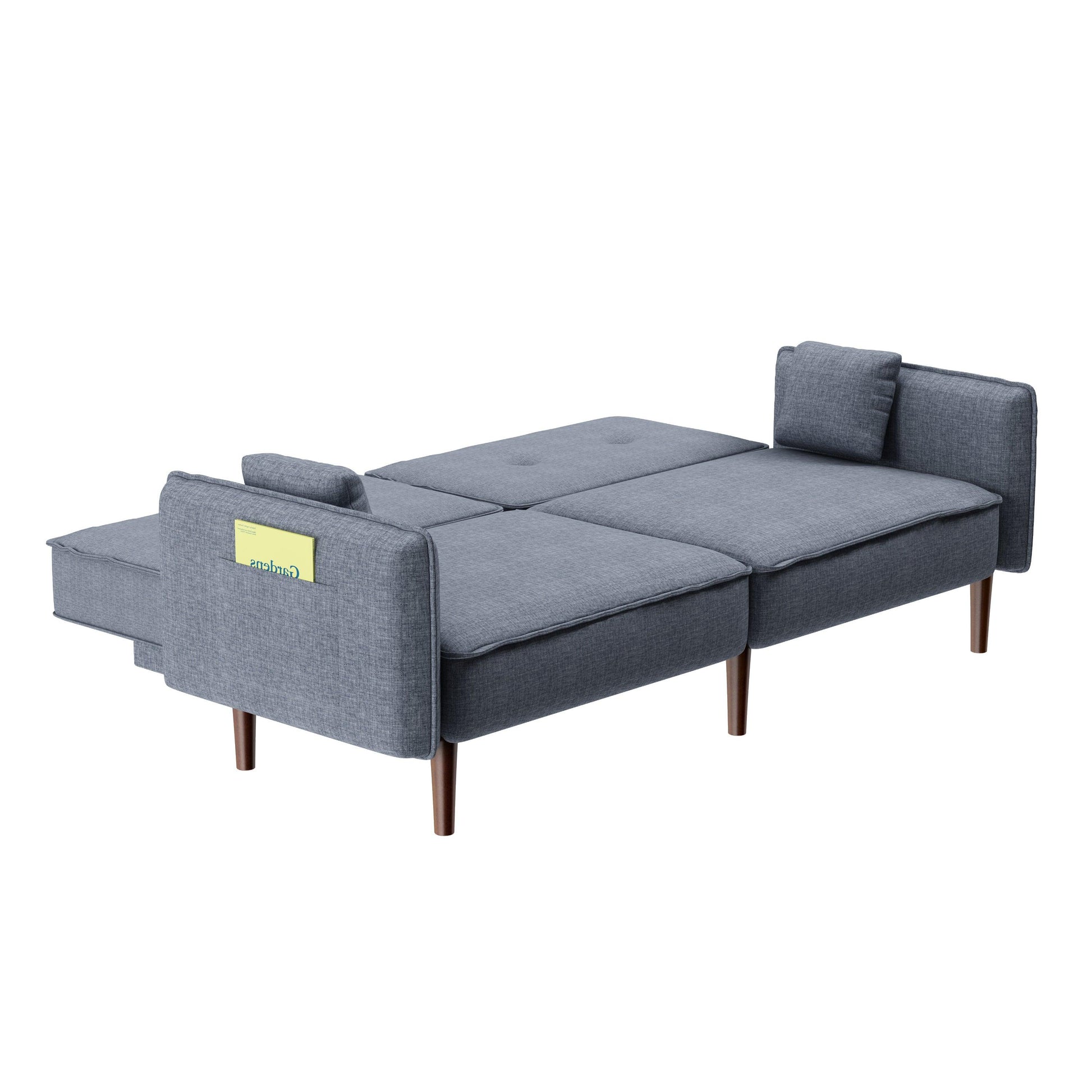 Futon Sofa bed with Solid Wood Leg in Grey Fabric - FurniFindUSA